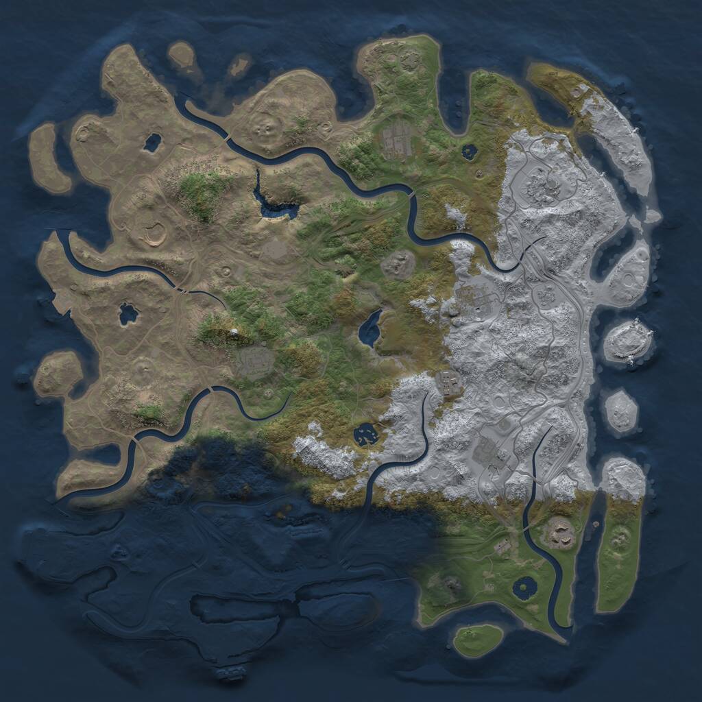 Rust Map: Procedural Map, Size: 4500, Seed: 6439343, 15 Monuments
