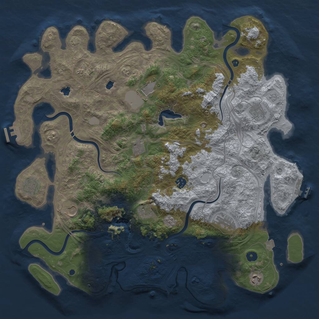 Rust Map: Procedural Map, Size: 4500, Seed: 5034126, 17 Monuments