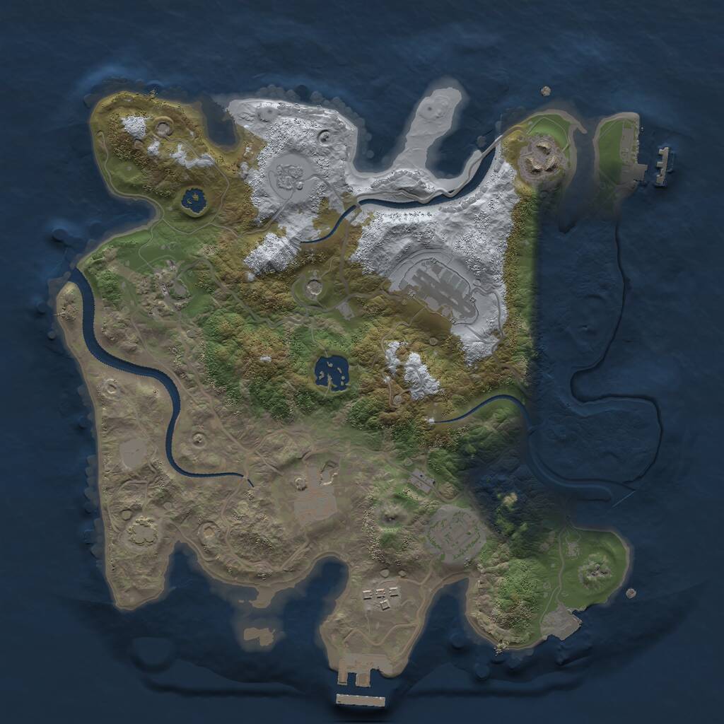Rust Map: Procedural Map, Size: 3000, Seed: 1215950433, 13 Monuments
