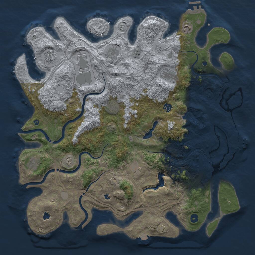 Rust Map: Procedural Map, Size: 4500, Seed: 1837889, 16 Monuments