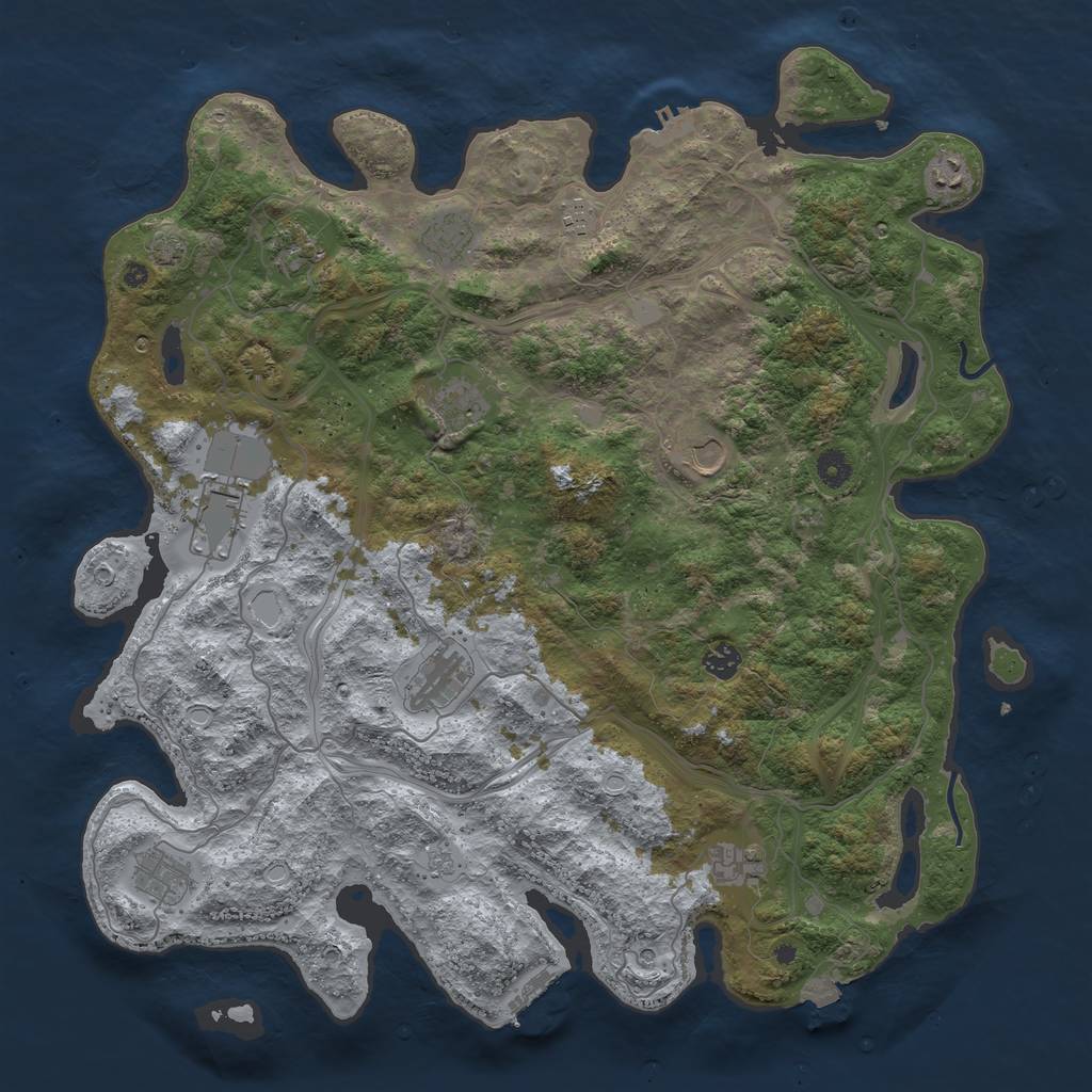 Rust Map: Procedural Map, Size: 4500, Seed: 3976028, 19 Monuments