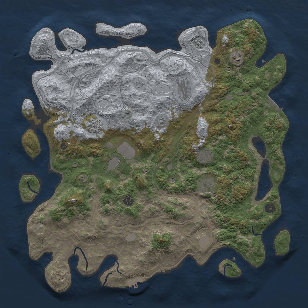 Rust Map: Procedural Map, Size: 4500, Seed: 3556138, 16 Monuments