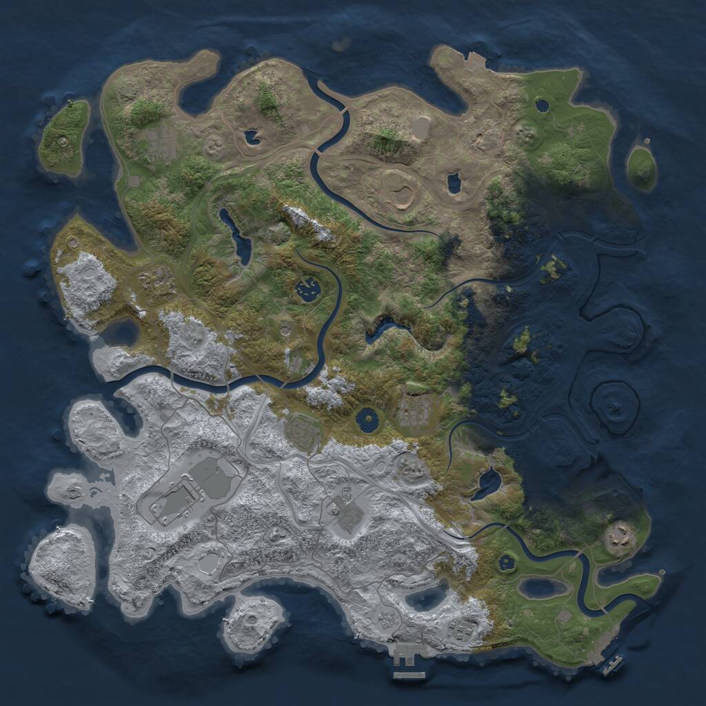 Rust Map: Procedural Map, Size: 4500, Seed: 1354287, 16 Monuments