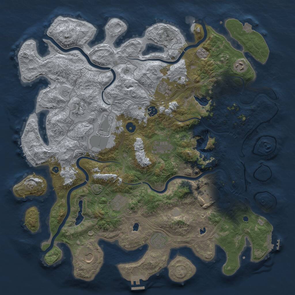 Rust Map: Procedural Map, Size: 4500, Seed: 525217, 17 Monuments