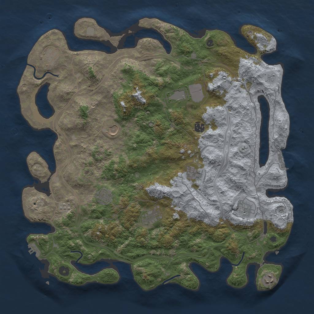 Rust Map: Procedural Map, Size: 4500, Seed: 2020777, 17 Monuments
