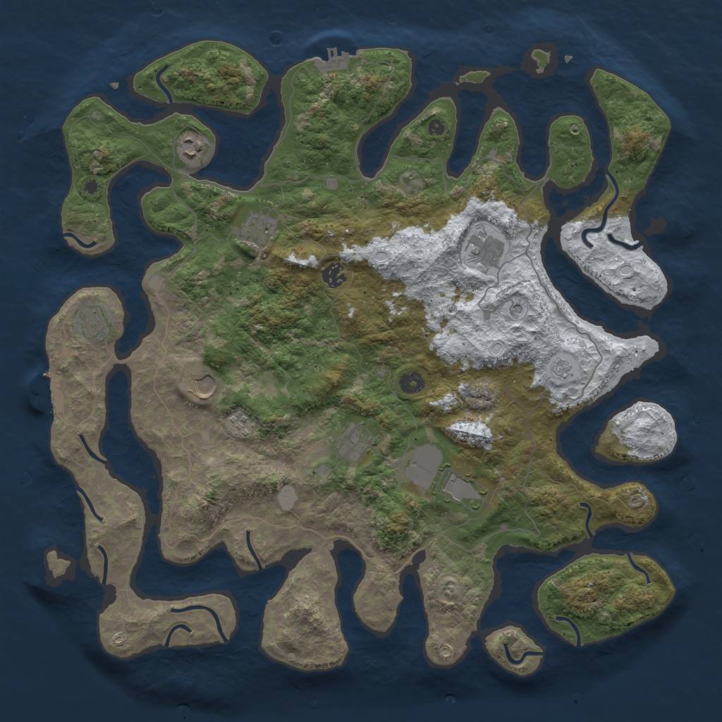 Rust Map: Procedural Map, Size: 4500, Seed: 4602622, 18 Monuments