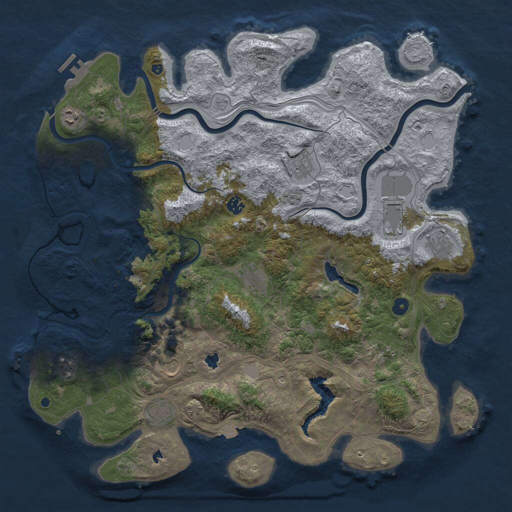 Rust Map: Procedural Map, Size: 4500, Seed: 3585418, 16 Monuments