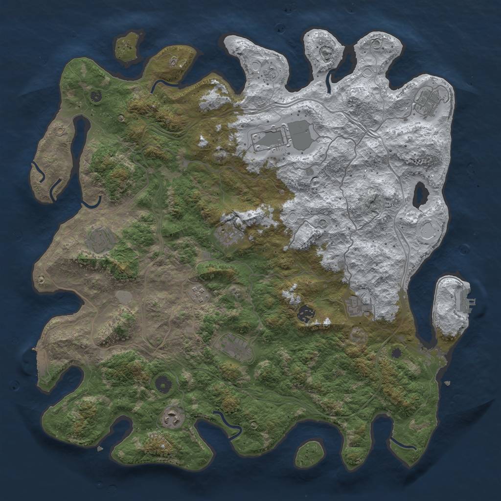Rust Map: Procedural Map, Size: 4500, Seed: 1676829, 18 Monuments