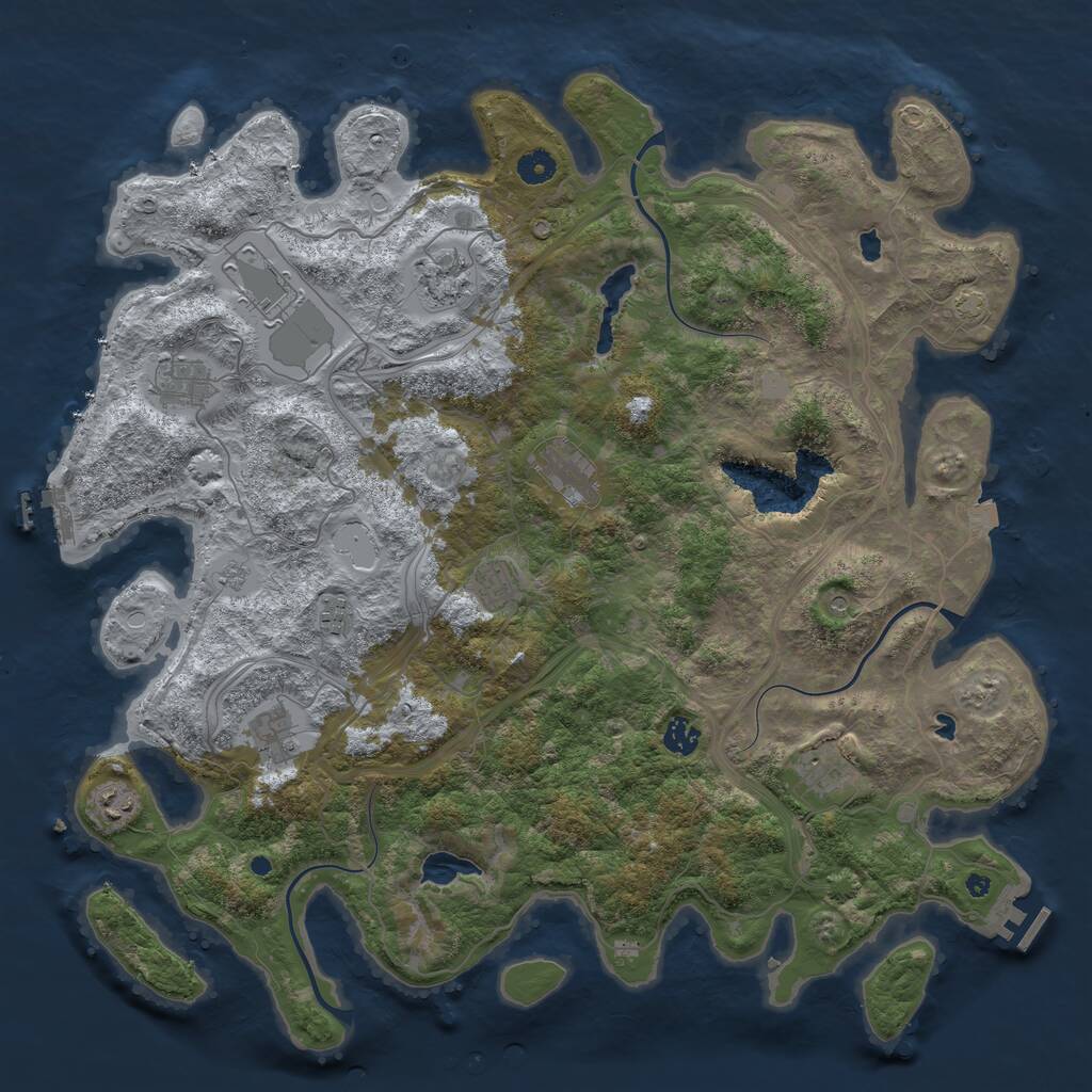 Rust Map: Procedural Map, Size: 4500, Seed: 168551, 16 Monuments