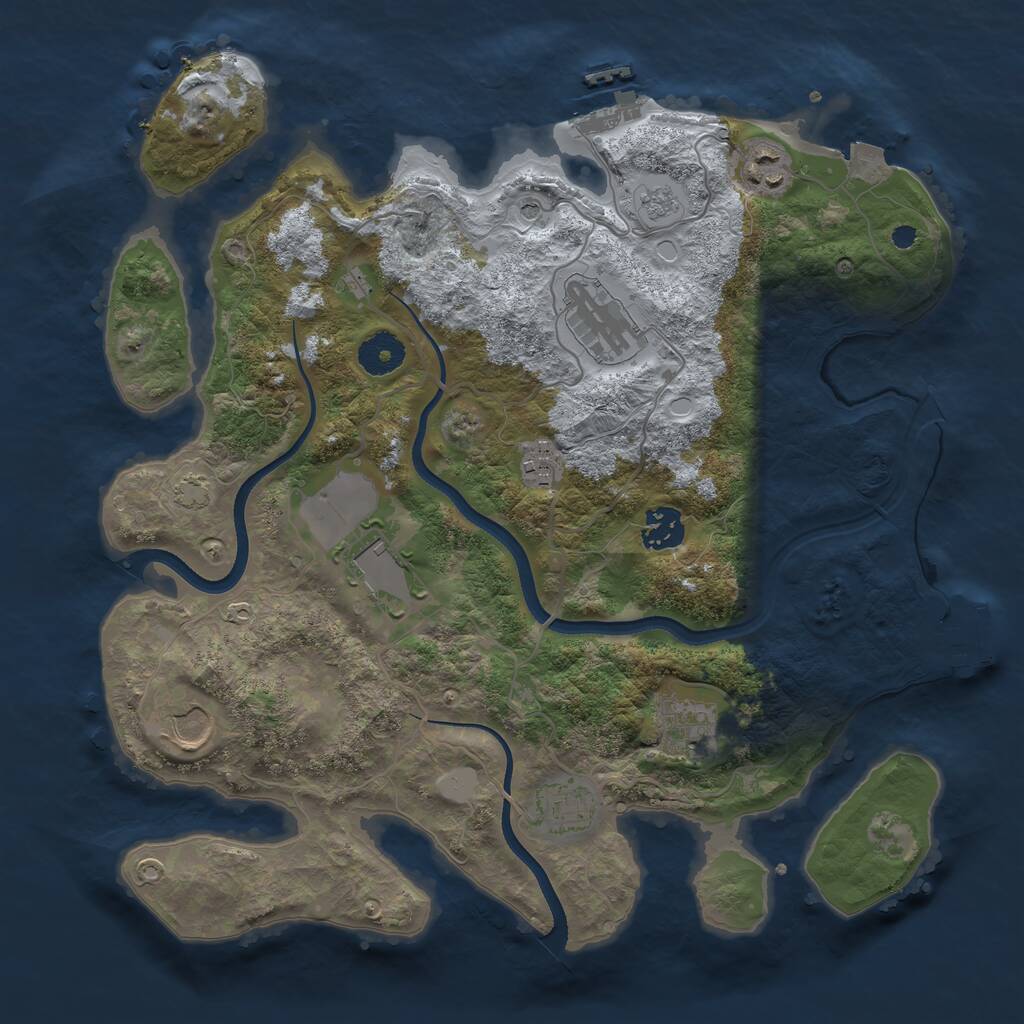 Rust Map: Procedural Map, Size: 3500, Seed: 1550295359, 14 Monuments