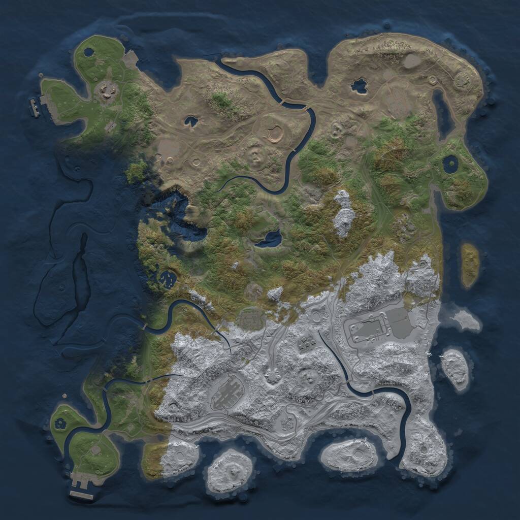 Rust Map: Procedural Map, Size: 4500, Seed: 83126, 16 Monuments