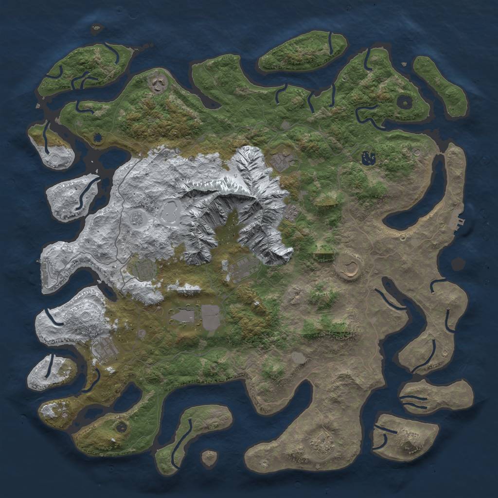 Rust Map: Procedural Map, Size: 5000, Seed: 6, 19 Monuments