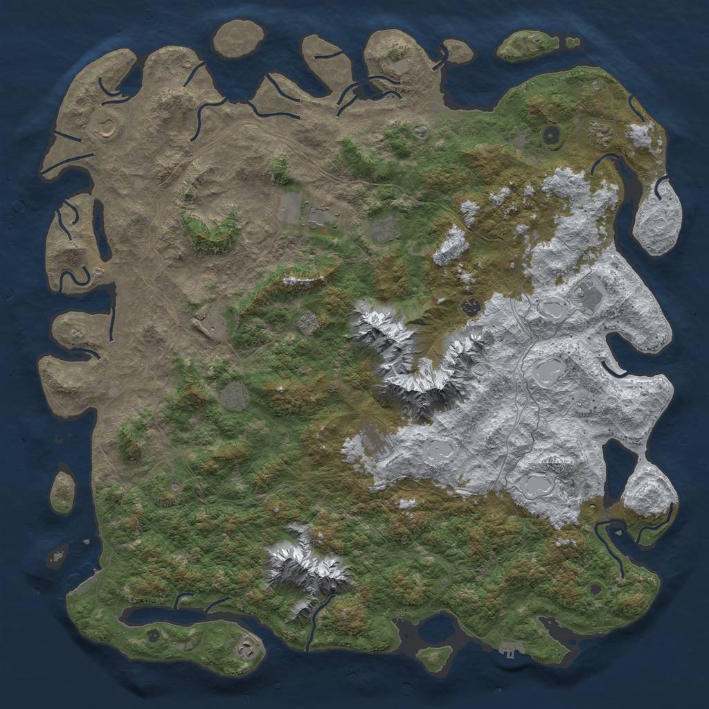 Rust Map: Procedural Map, Size: 6000, Seed: 1217191784, 20 Monuments