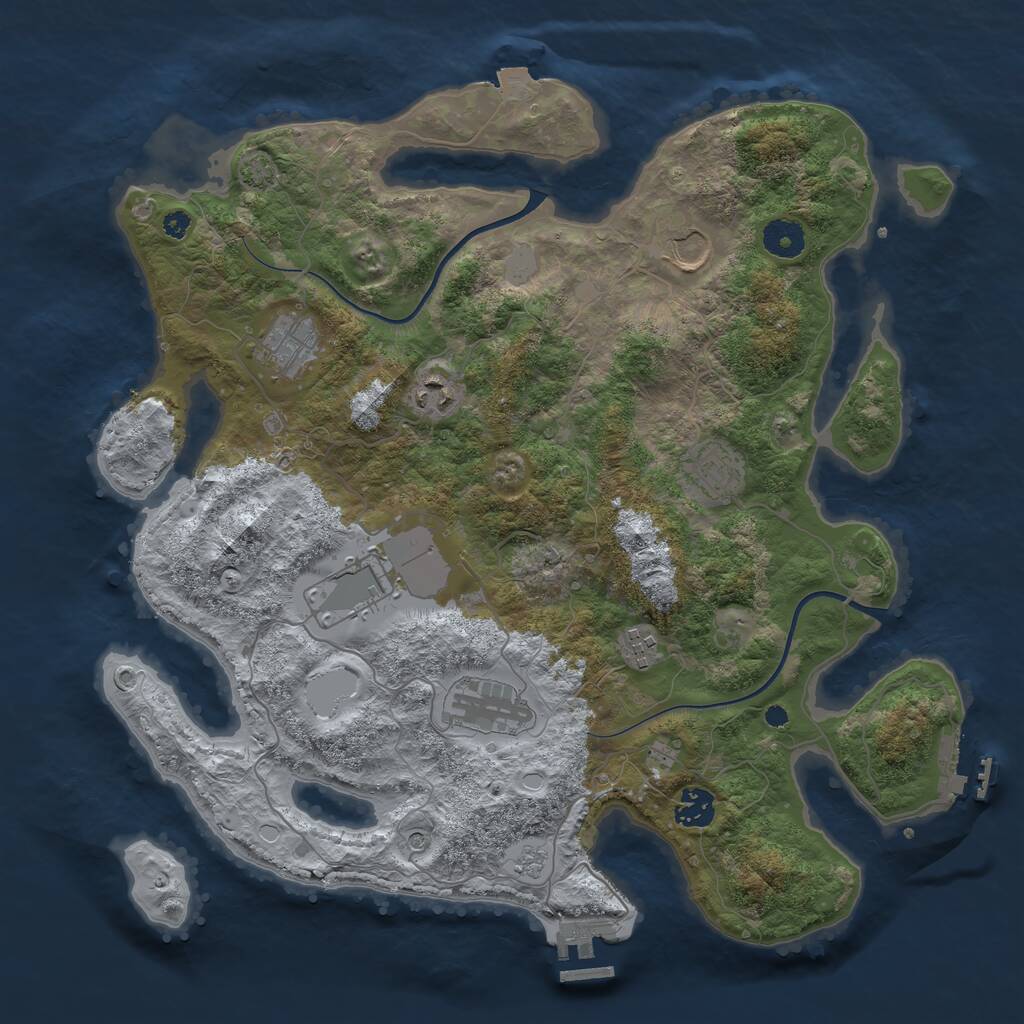 Rust Map: Procedural Map, Size: 3800, Seed: 101, 14 Monuments