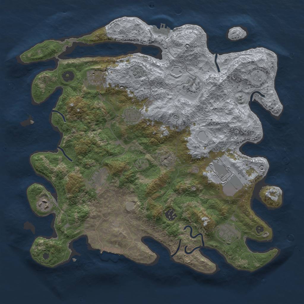 Rust Map: Procedural Map, Size: 3950, Seed: 34870298, 18 Monuments