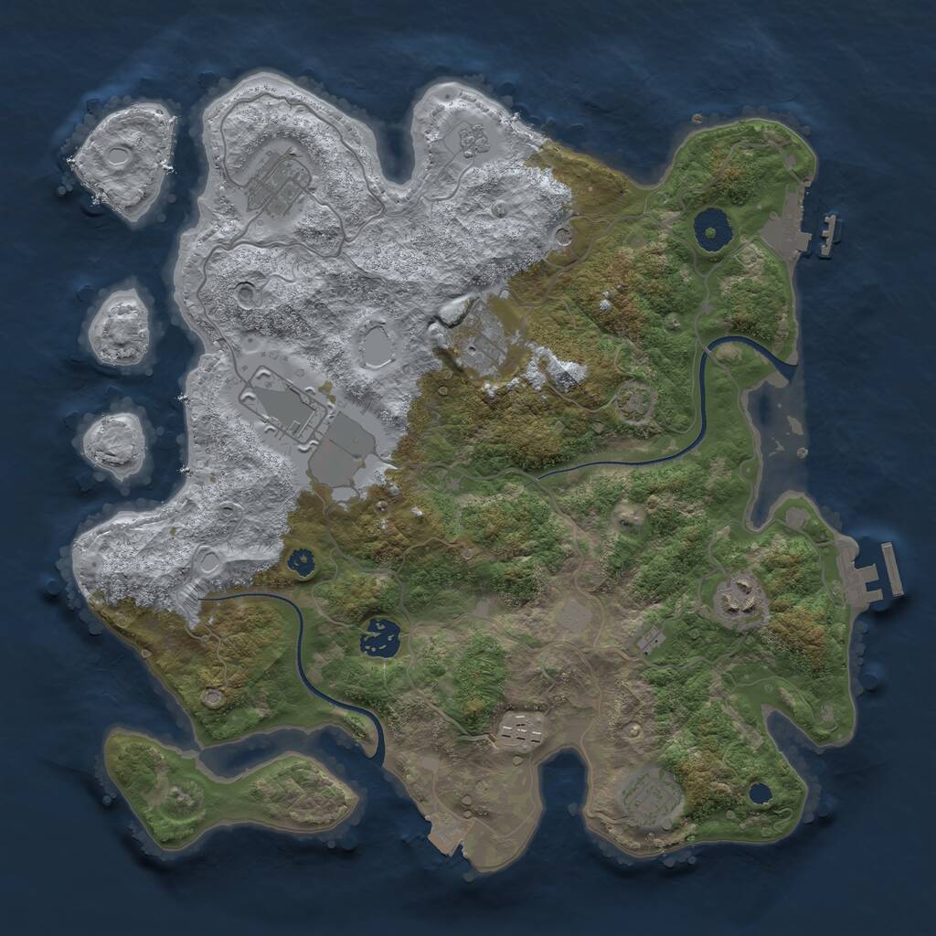 Rust Map: Procedural Map, Size: 3500, Seed: 3102, 13 Monuments