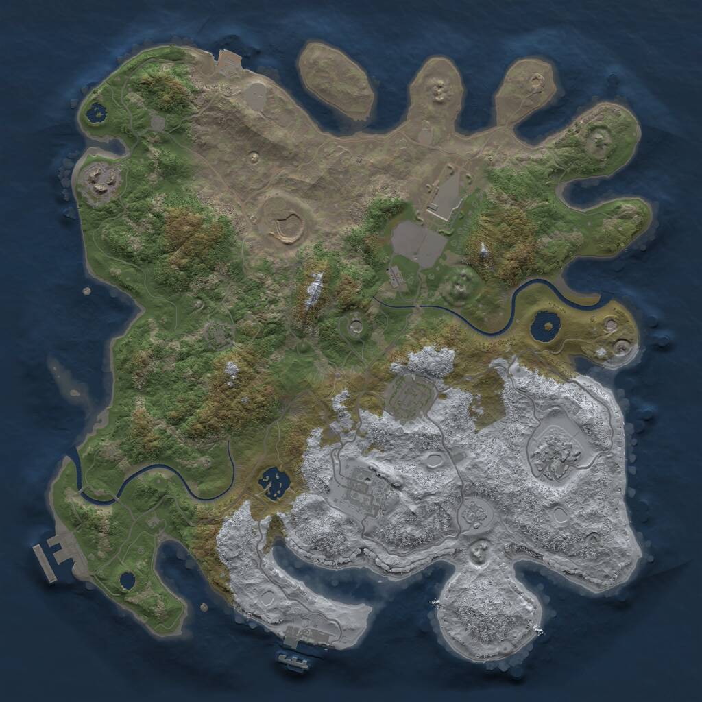 Rust Map: Procedural Map, Size: 3500, Seed: 96769, 13 Monuments