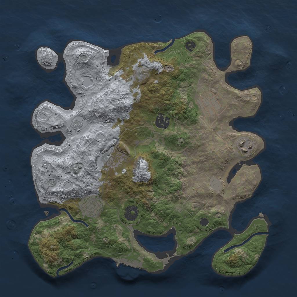 Rust Map: Procedural Map, Size: 3000, Seed: 64210170, 11 Monuments