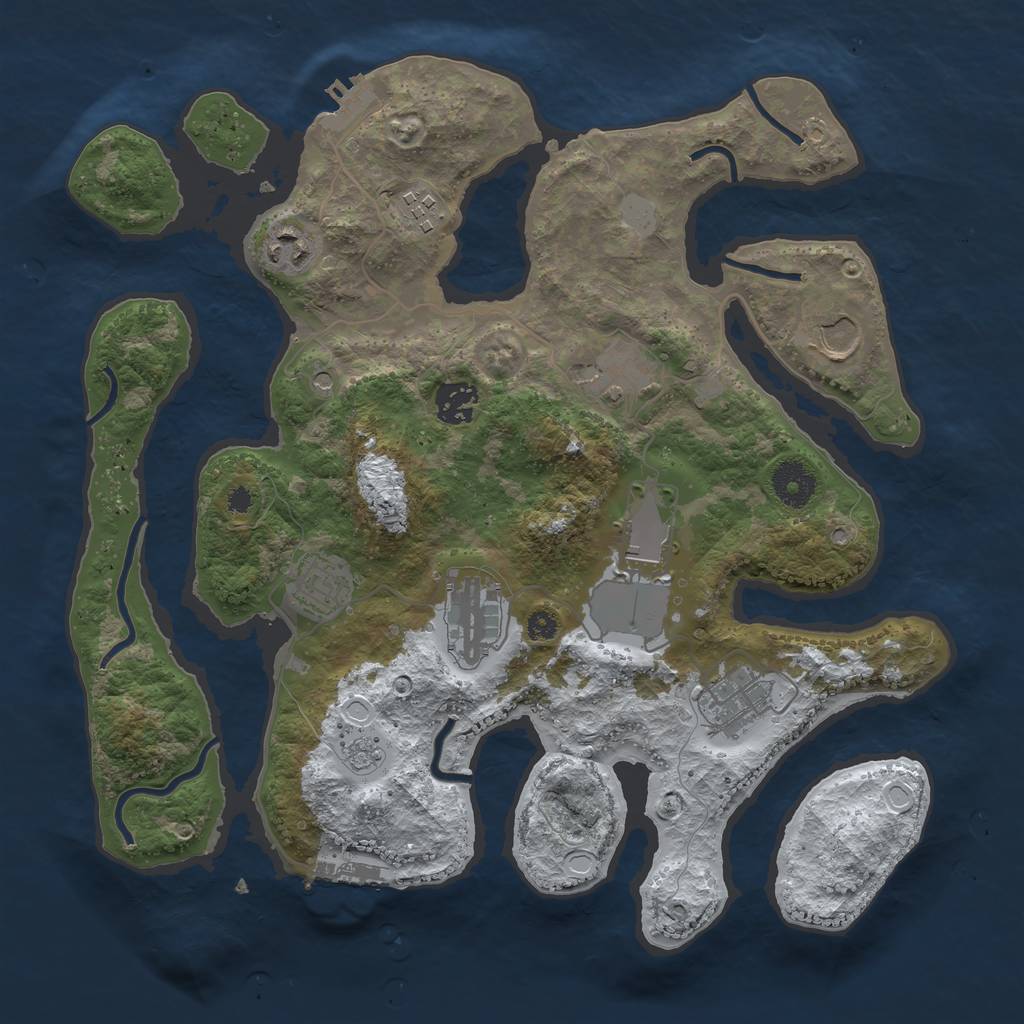 Rust Map: Procedural Map, Size: 3500, Seed: 1356825316, 18 Monuments