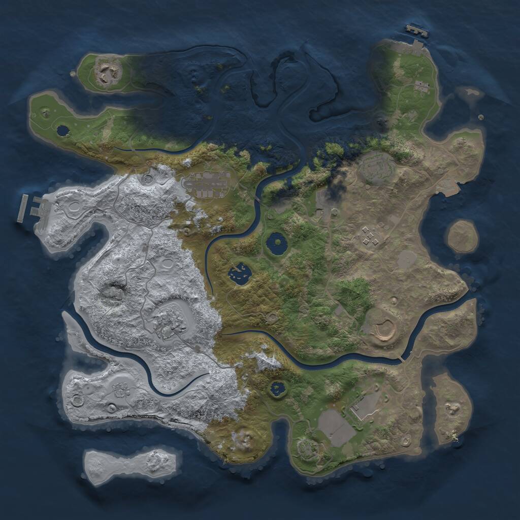 Rust Map: Procedural Map, Size: 3650, Seed: 5420, 15 Monuments