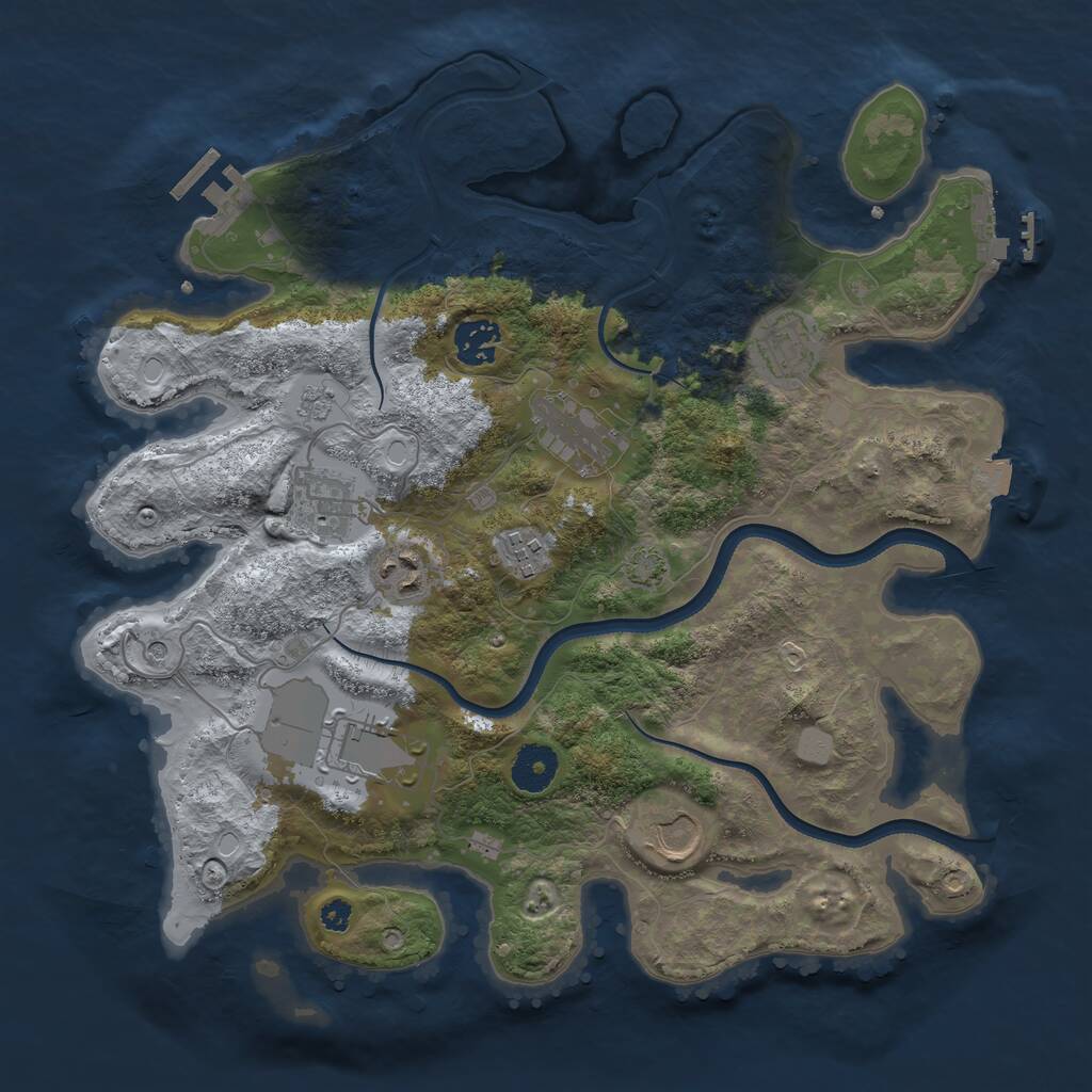 Rust Map: Procedural Map, Size: 3500, Seed: 976445387, 14 Monuments