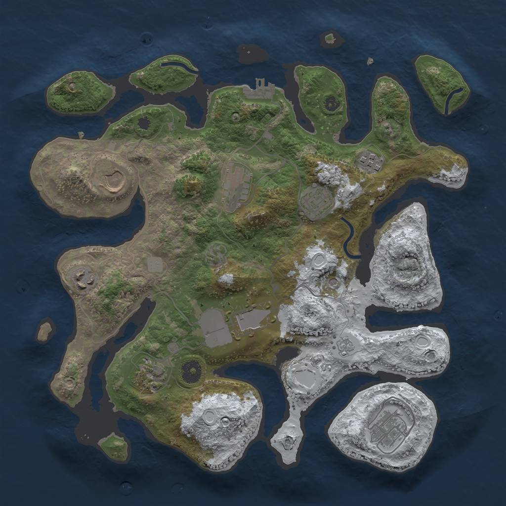 Rust Map: Procedural Map, Size: 3500, Seed: 661618042, 16 Monuments