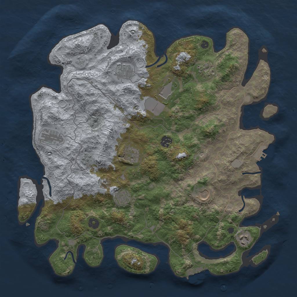 Rust Map: Procedural Map, Size: 4000, Seed: 12974363, 17 Monuments