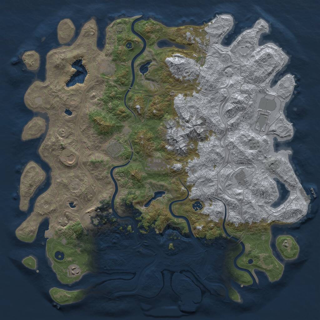 Rust Map: Procedural Map, Size: 5000, Seed: 943507889, 17 Monuments