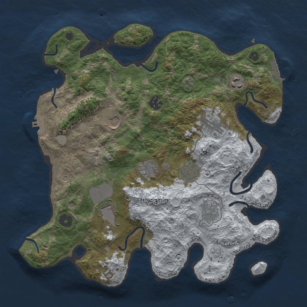 Rust Map: Procedural Map, Size: 3500, Seed: 1002945959, 17 Monuments