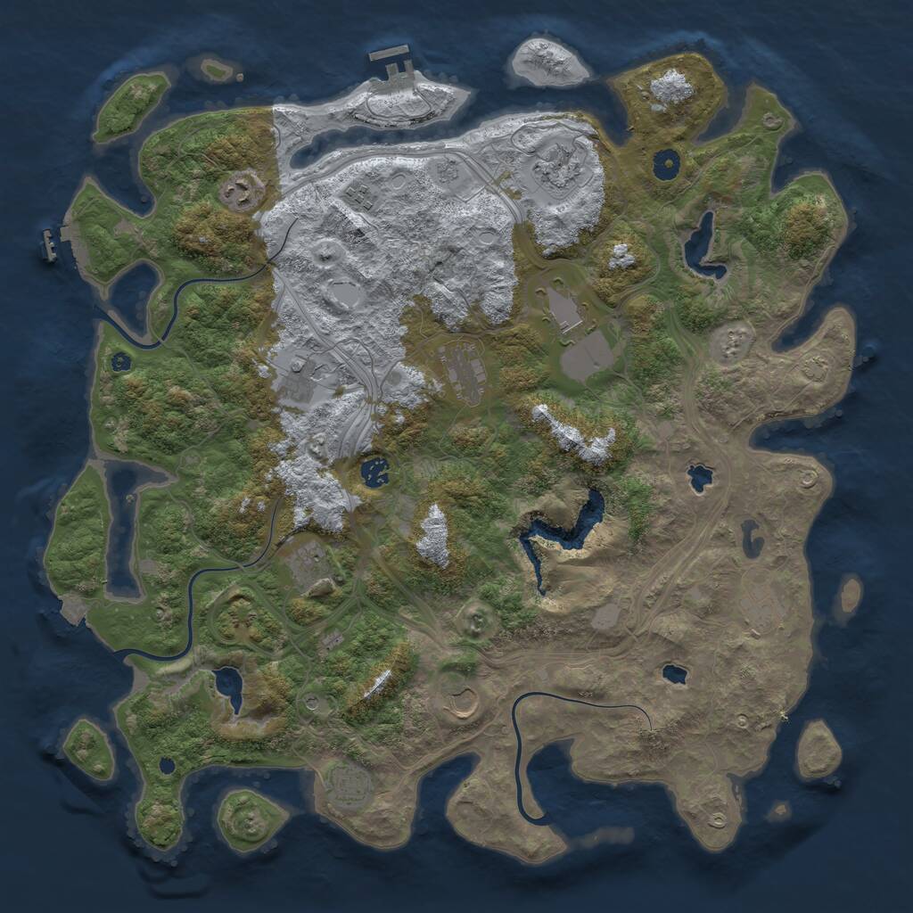 Rust Map: Procedural Map, Size: 4600, Seed: 123456789, 17 Monuments