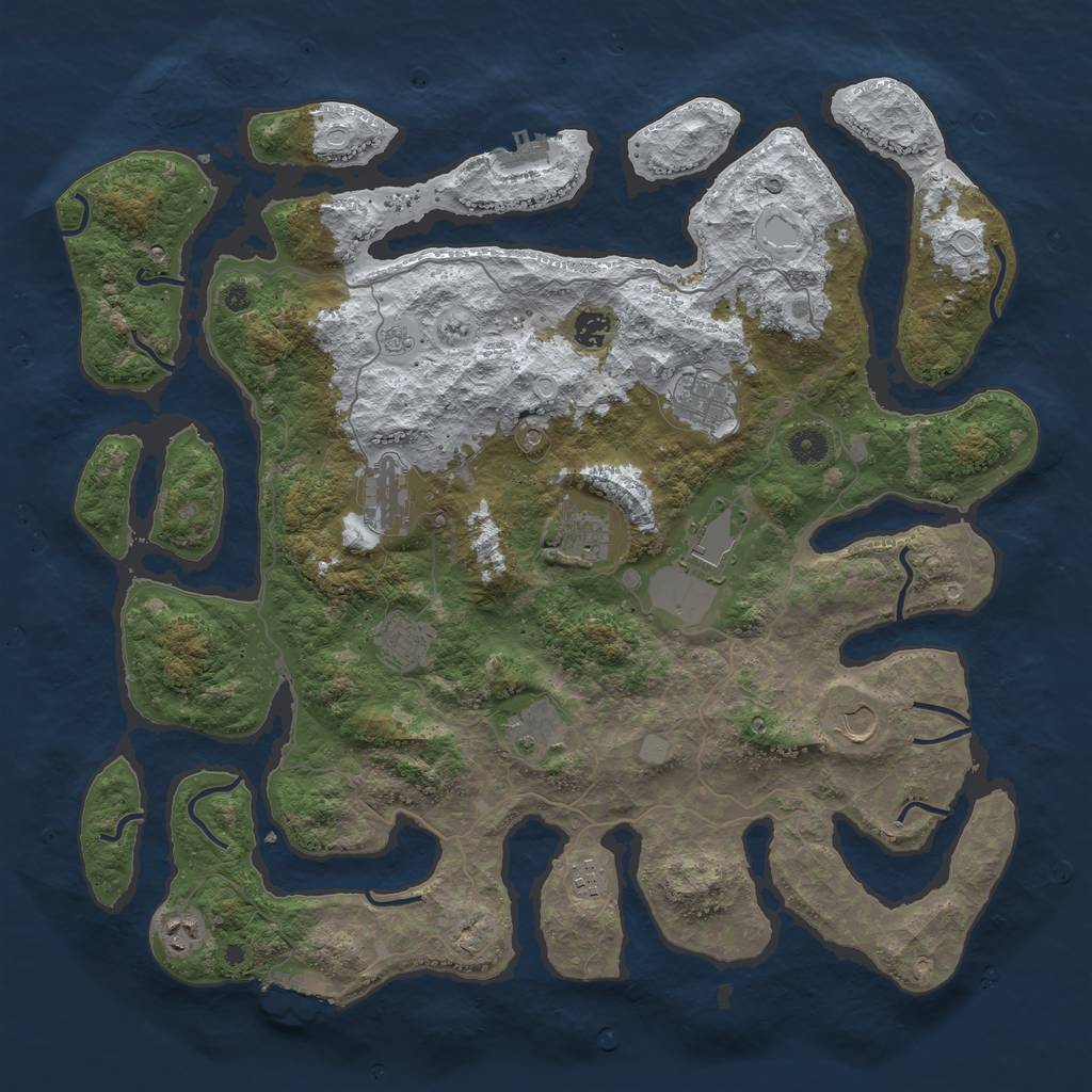 Rust Map: Procedural Map, Size: 4500, Seed: 743775352, 19 Monuments