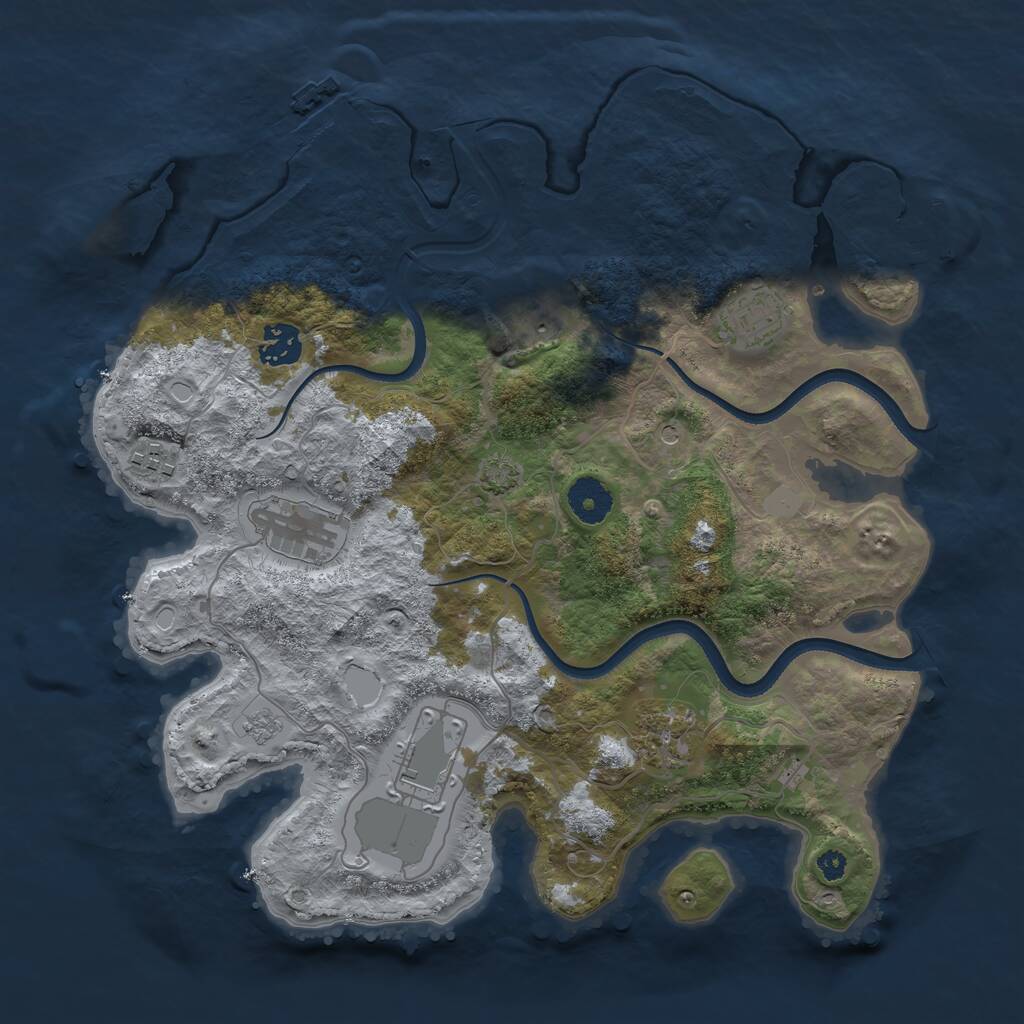 Rust Map: Procedural Map, Size: 3500, Seed: 1017743400, 13 Monuments