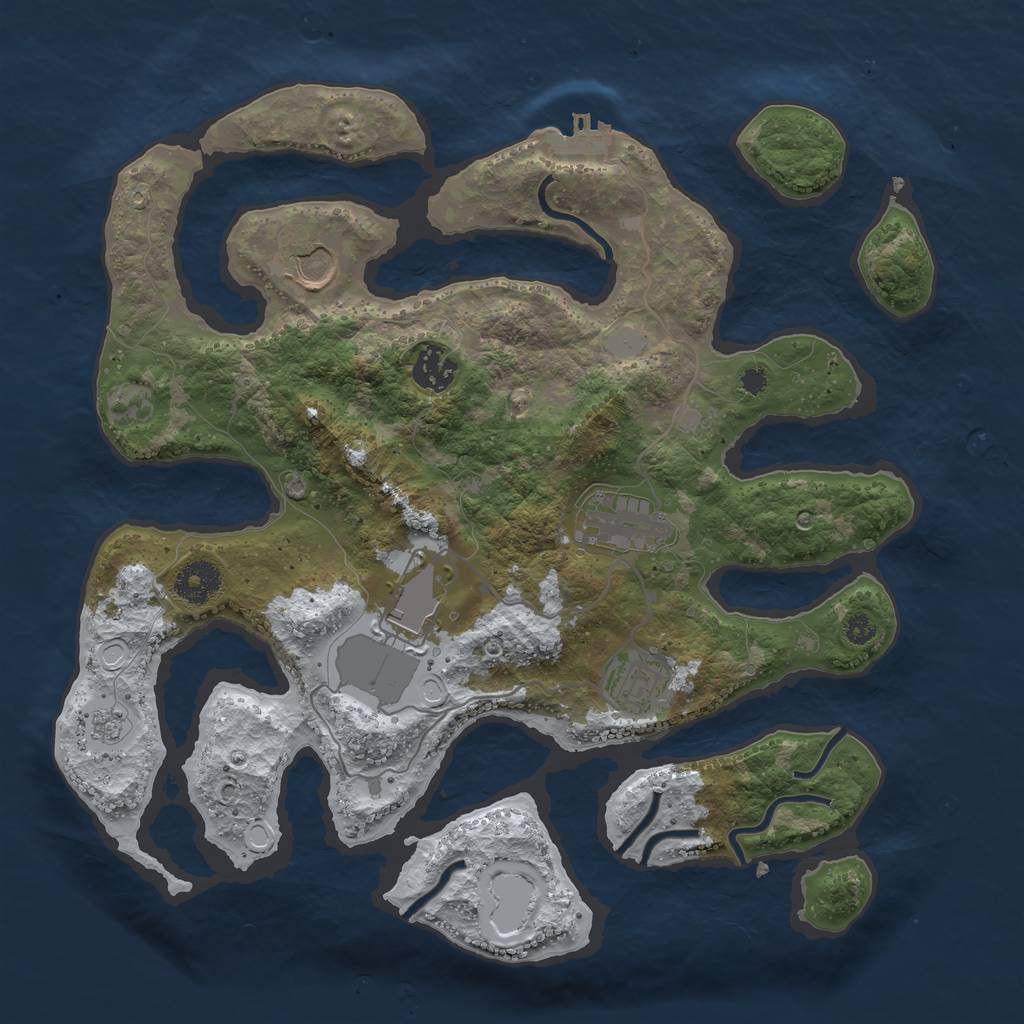 Rust Map: Procedural Map, Size: 3500, Seed: 718964328, 12 Monuments