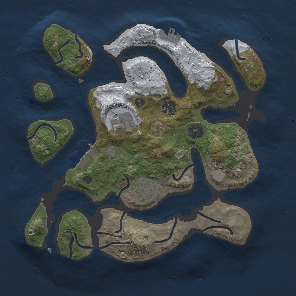 Rust Map: Procedural Map, Size: 3000, Seed: 501447496, 11 Monuments