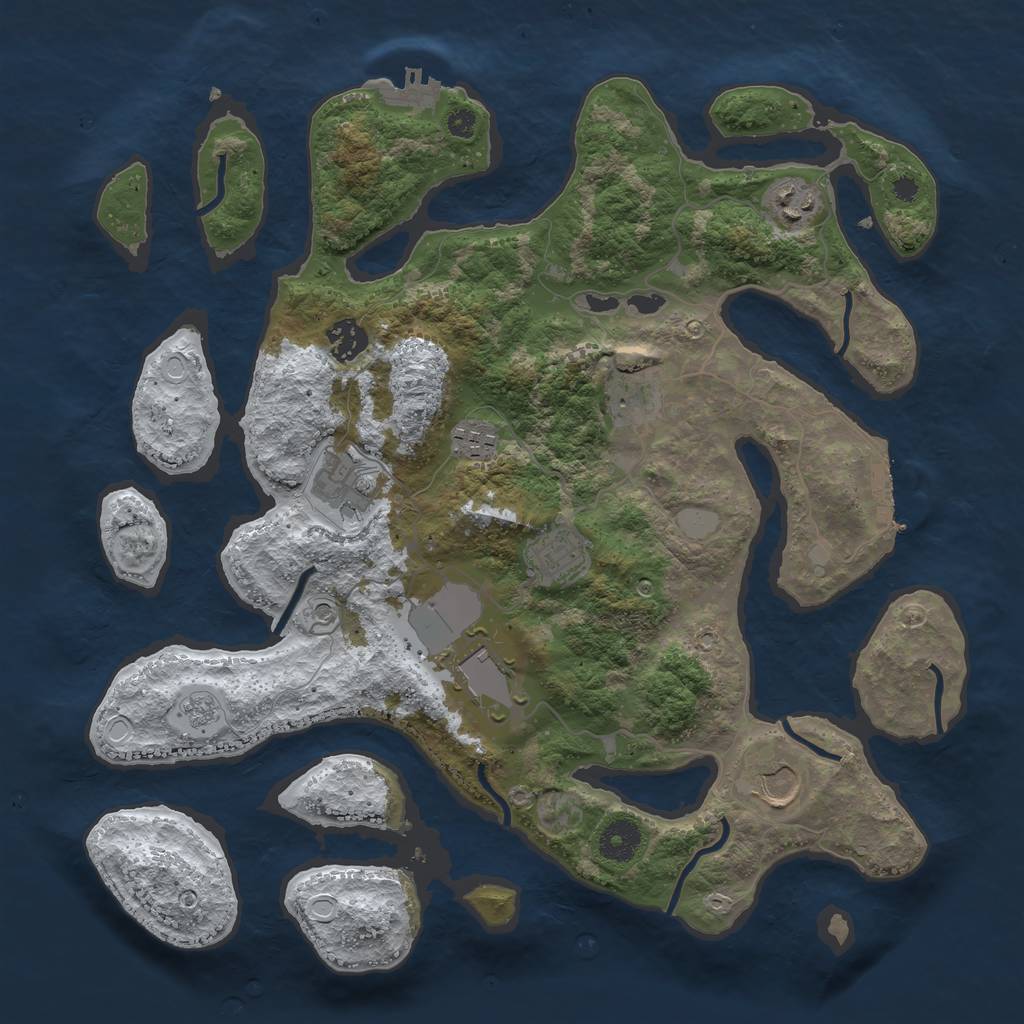 Rust Map: Procedural Map, Size: 3700, Seed: 1075169134, 17 Monuments