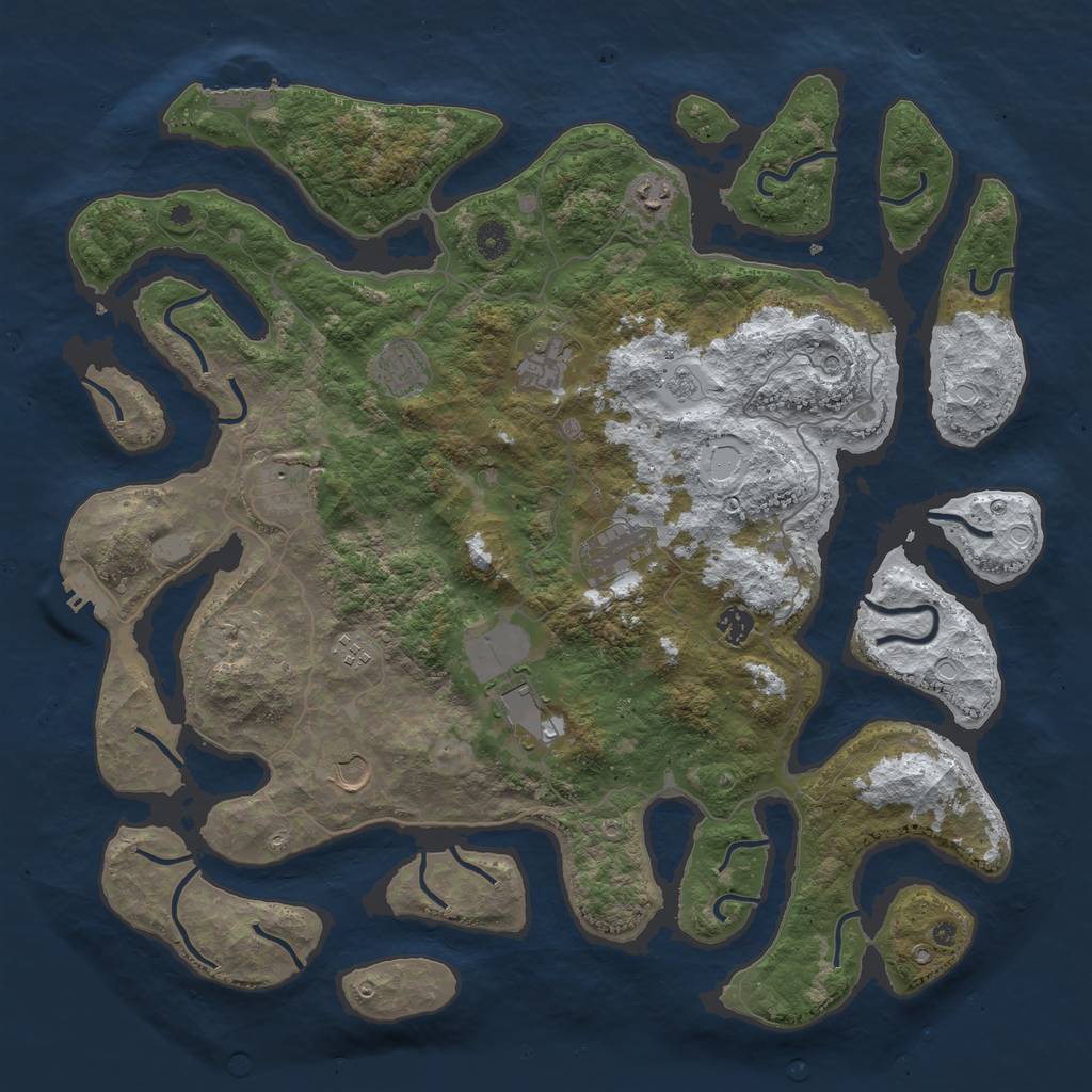 Rust Map: Procedural Map, Size: 4500, Seed: 5217662, 18 Monuments