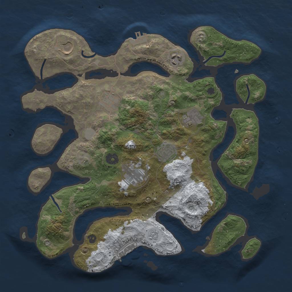 Rust Map: Procedural Map, Size: 3500, Seed: 2215096, 15 Monuments