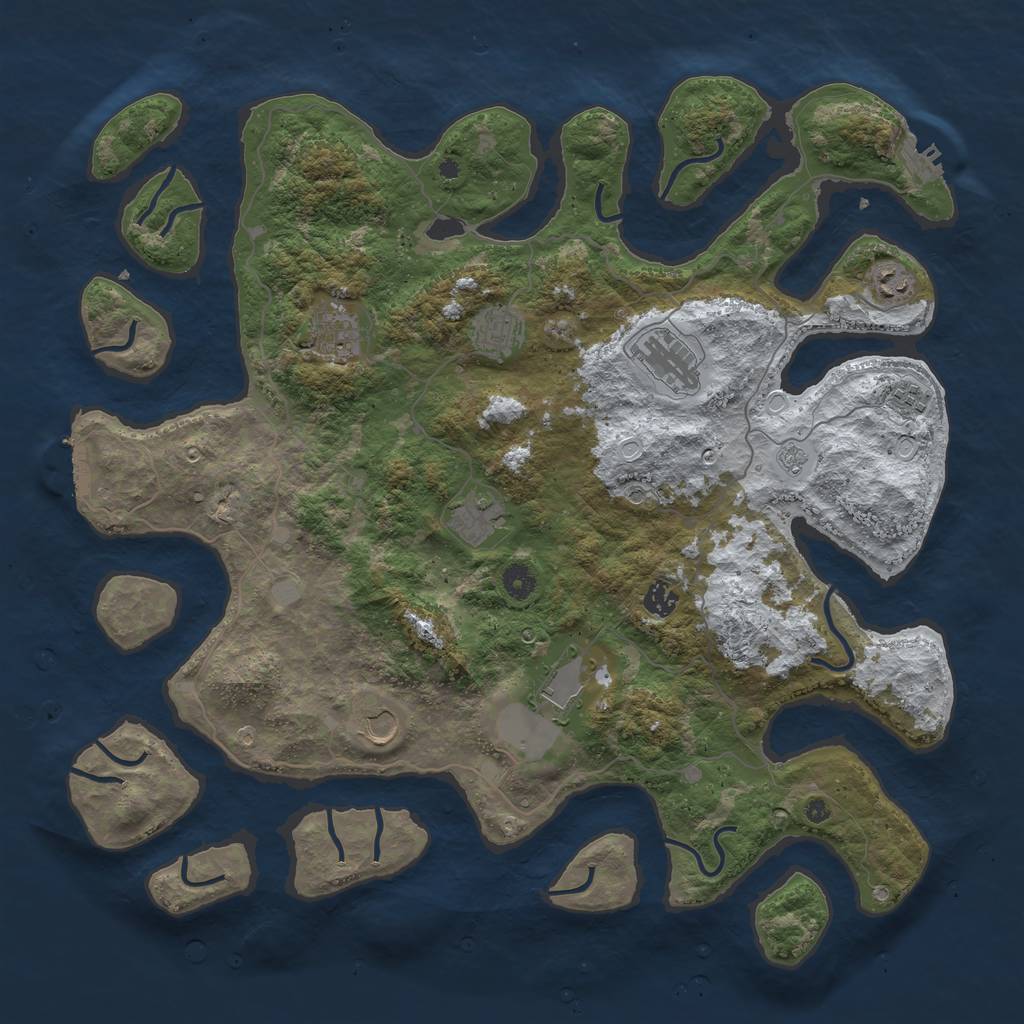 Rust Map: Procedural Map, Size: 4500, Seed: 850933774, 18 Monuments