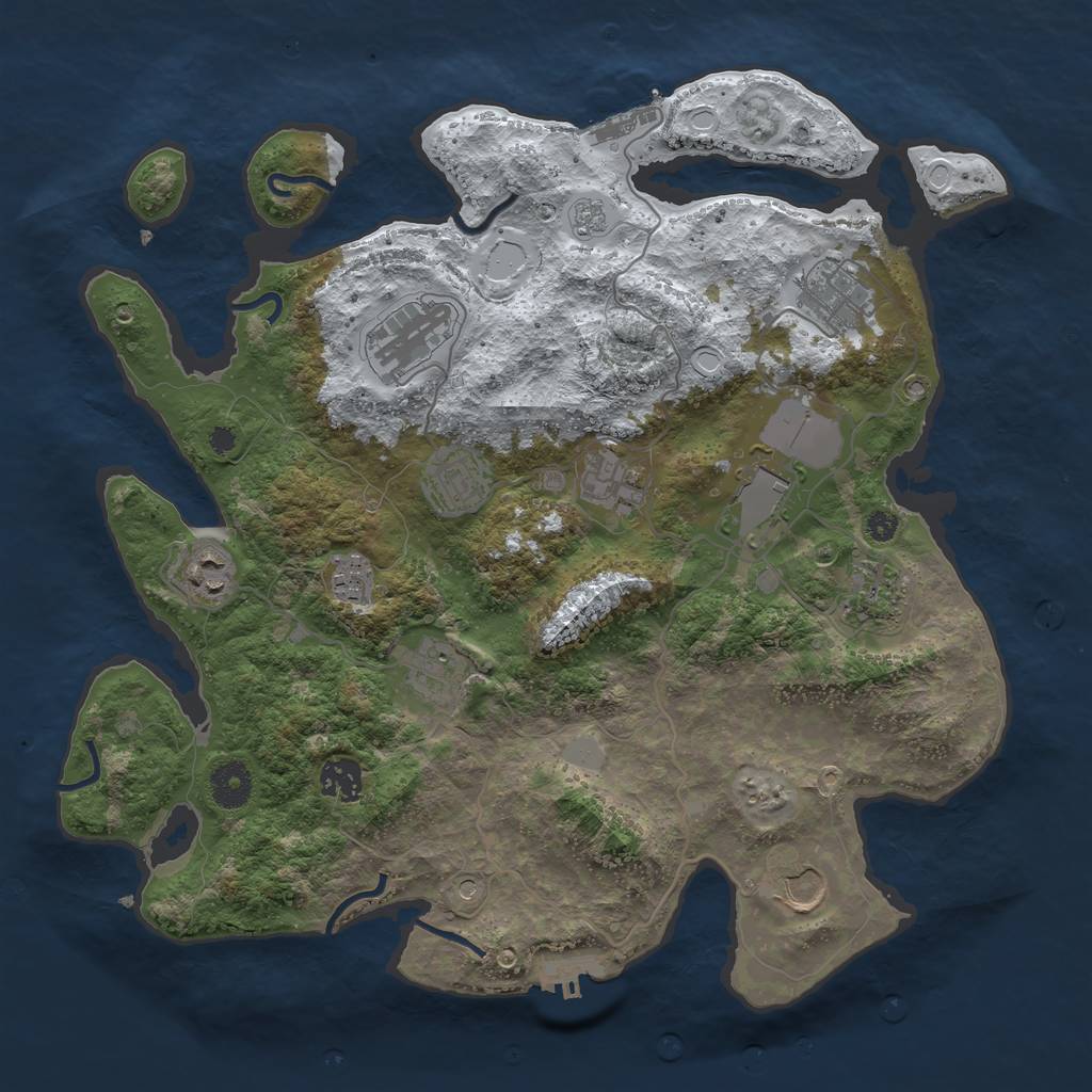 Rust Map: Procedural Map, Size: 3700, Seed: 9505040, 20 Monuments