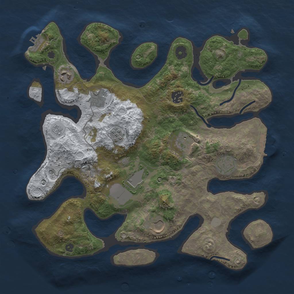 Rust Map: Procedural Map, Size: 3500, Seed: 63123, 17 Monuments