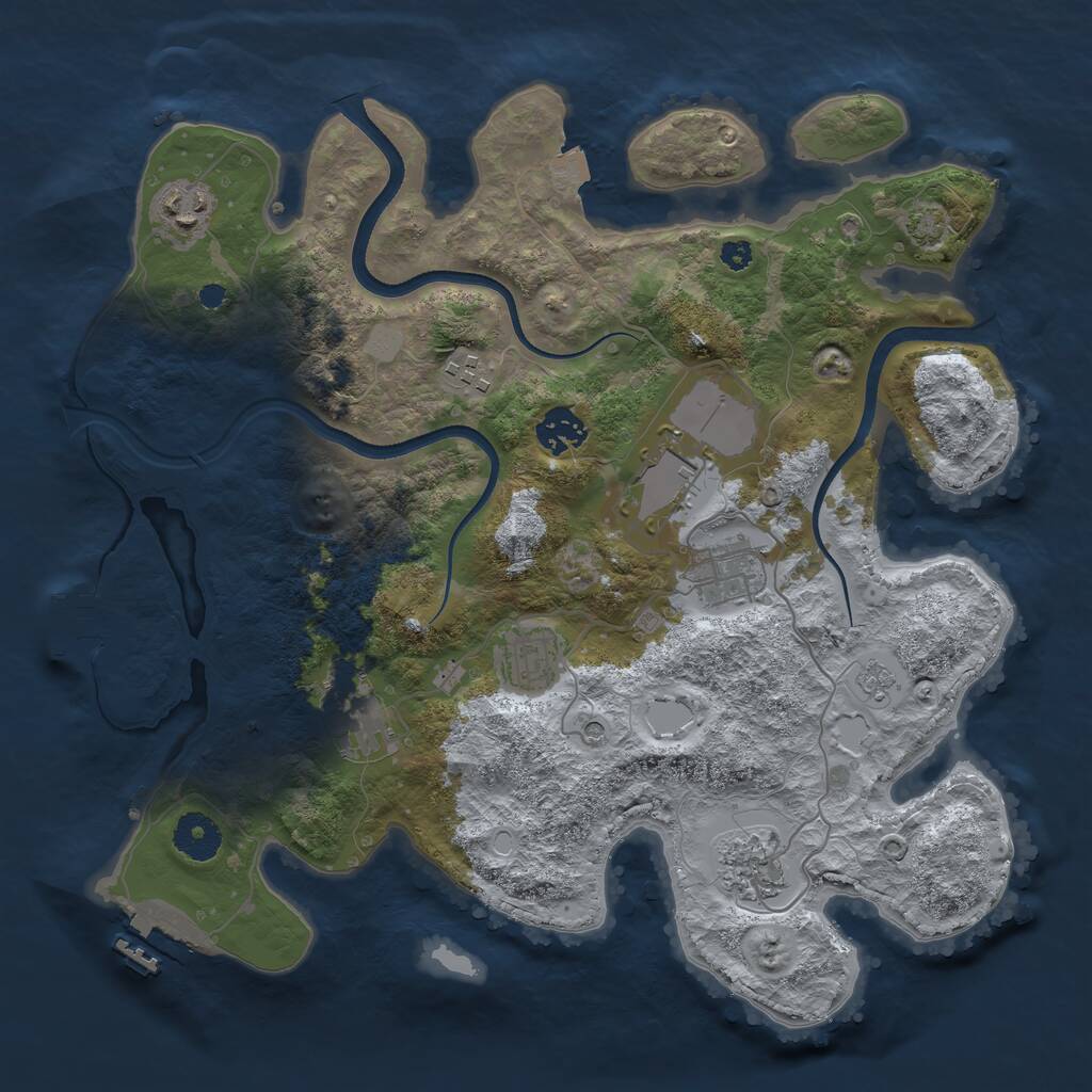 Rust Map: Procedural Map, Size: 3500, Seed: 251874922, 14 Monuments
