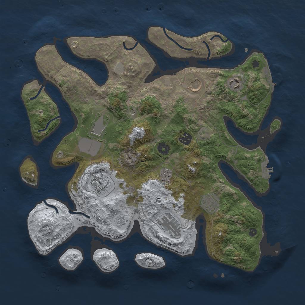 Rust Map: Procedural Map, Size: 3700, Seed: 9645873, 17 Monuments
