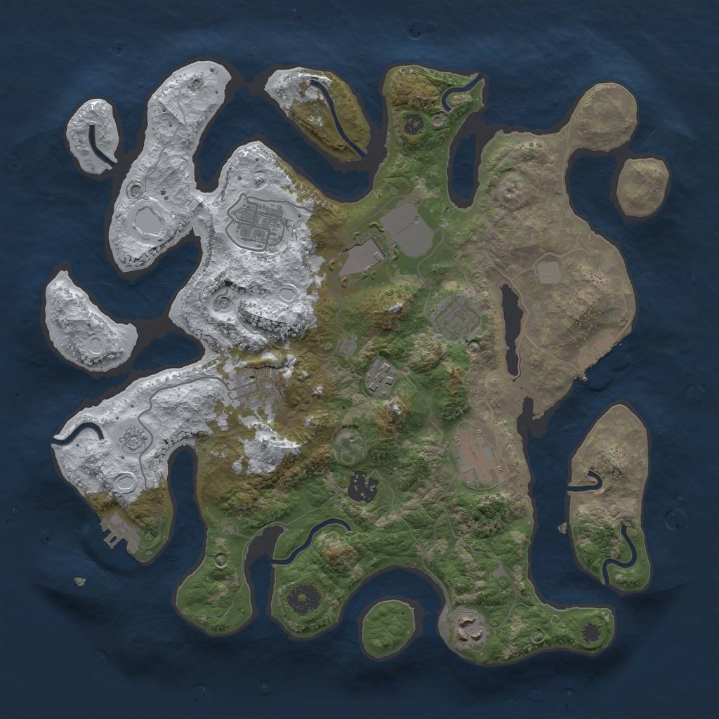 Rust Map: Procedural Map, Size: 3500, Seed: 67899185, 17 Monuments