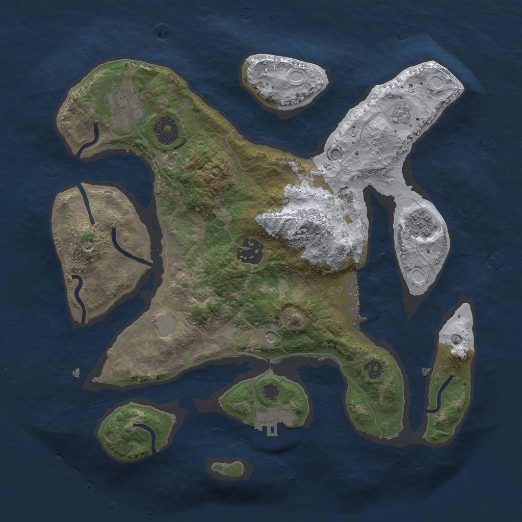 Rust Map: Procedural Map, Size: 3000, Seed: 41715, 12 Monuments