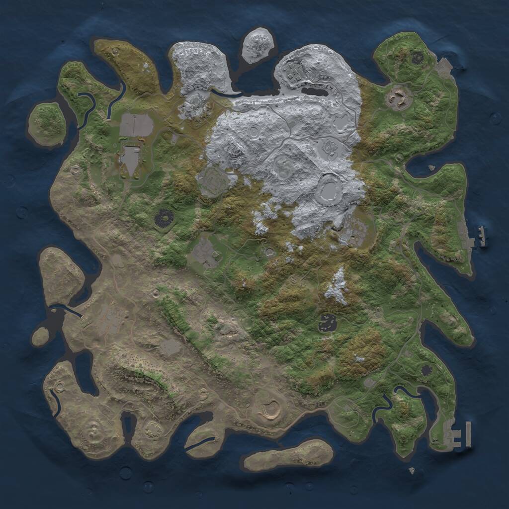 Rust Map: Procedural Map, Size: 4000, Seed: 1712, 16 Monuments