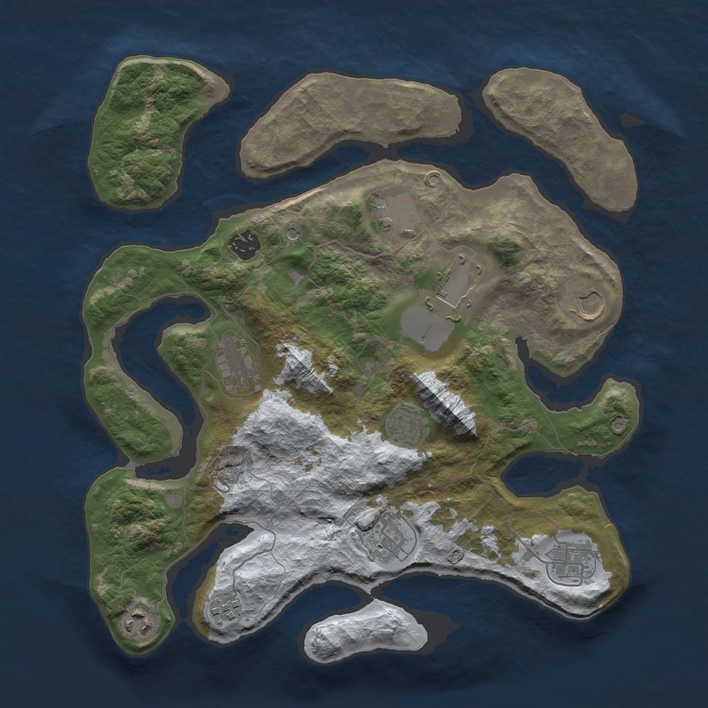 Rust Map: Barren, Size: 3700, Seed: 376808146, 13 Monuments