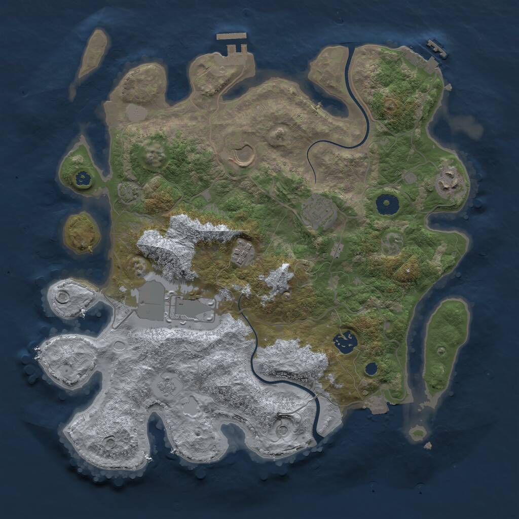 Rust Map: Procedural Map, Size: 3500, Seed: 112114252, 12 Monuments