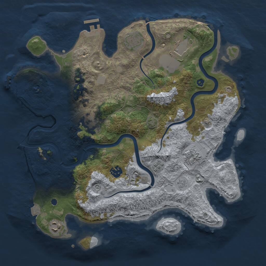 Rust Map: Procedural Map, Size: 3500, Seed: 4761037, 13 Monuments