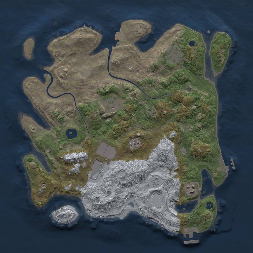 Rust Map: Procedural Map, Size: 3500, Seed: 6145082, 11 Monuments