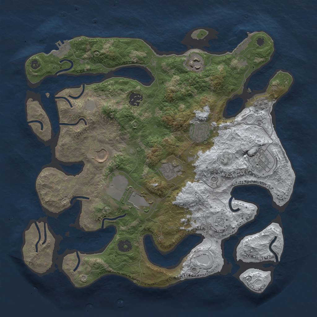 Rust Map: Procedural Map, Size: 3500, Seed: 4206969, 17 Monuments